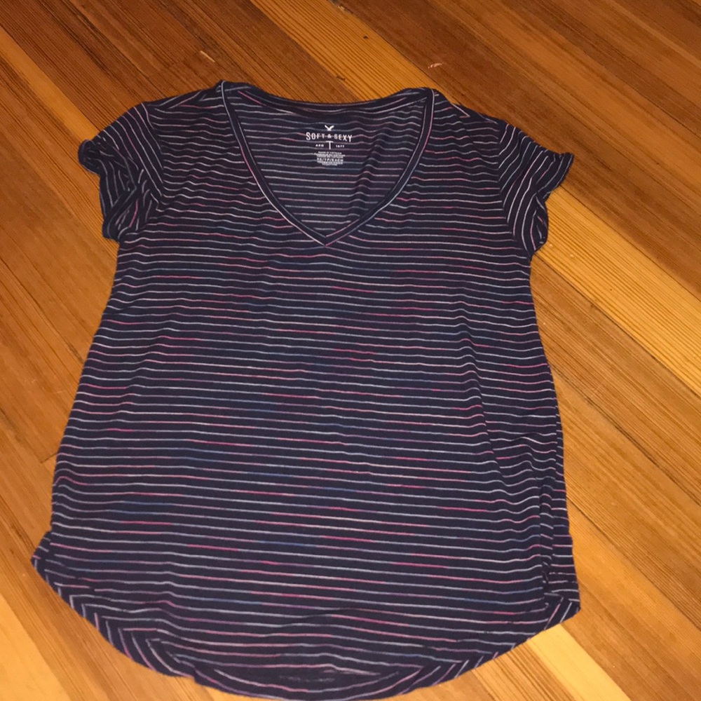 multicolored american eagle shirt